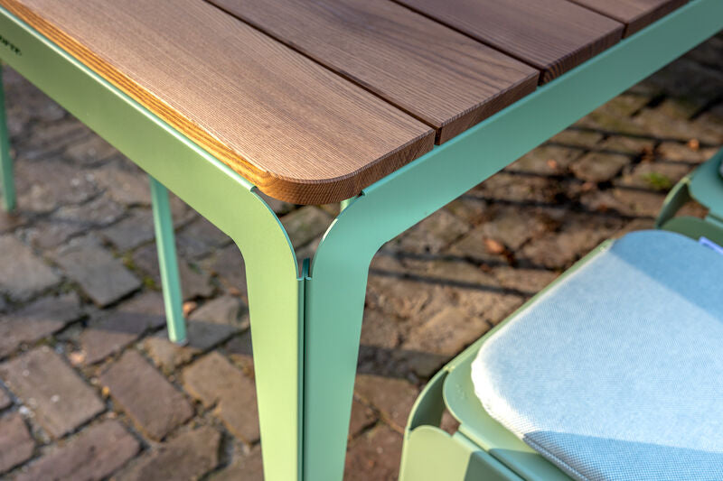 close up of wooden outdoor table