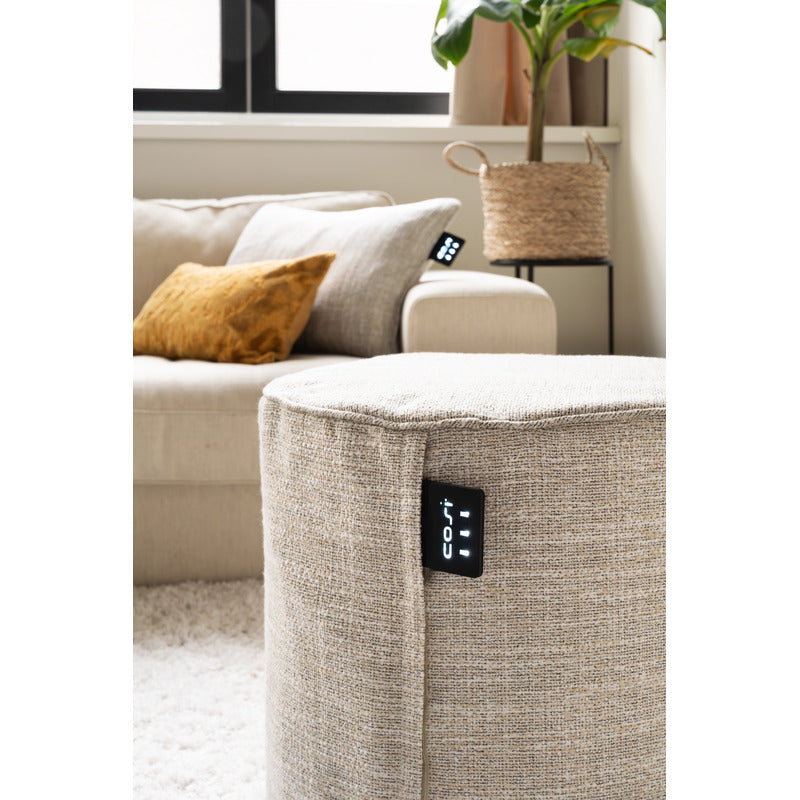 18-555-GRCosipouf Heated Comfort Tall Round 45x45cm high Natural sitting room close up