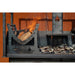 Firepits UK Asado Doble Complete on patio fire cage components with adjustable grills close up