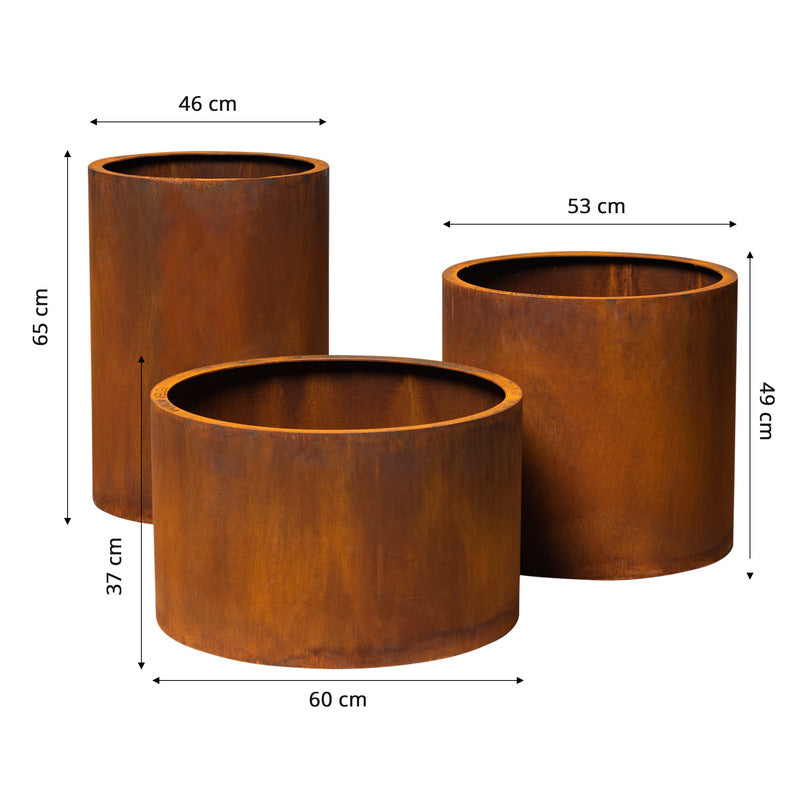 Corten Steel Planters Round