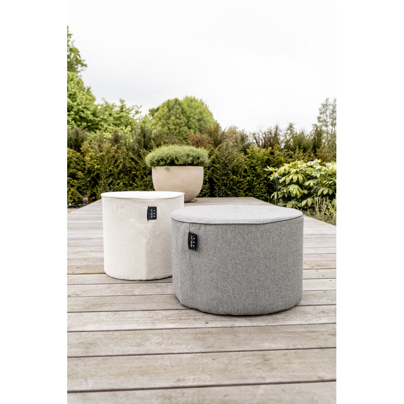 Cosipouf Heated Comfort Grey Low Round 60x38cm high on decking