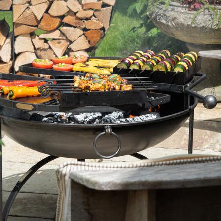 Firepits UK BBQ King 80 with Two Swing Arm BBQ Racks food cooking