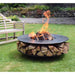 Firepits UK Flat Ring of Logs 120 with Swing Arm BBQ Rack with logs burning