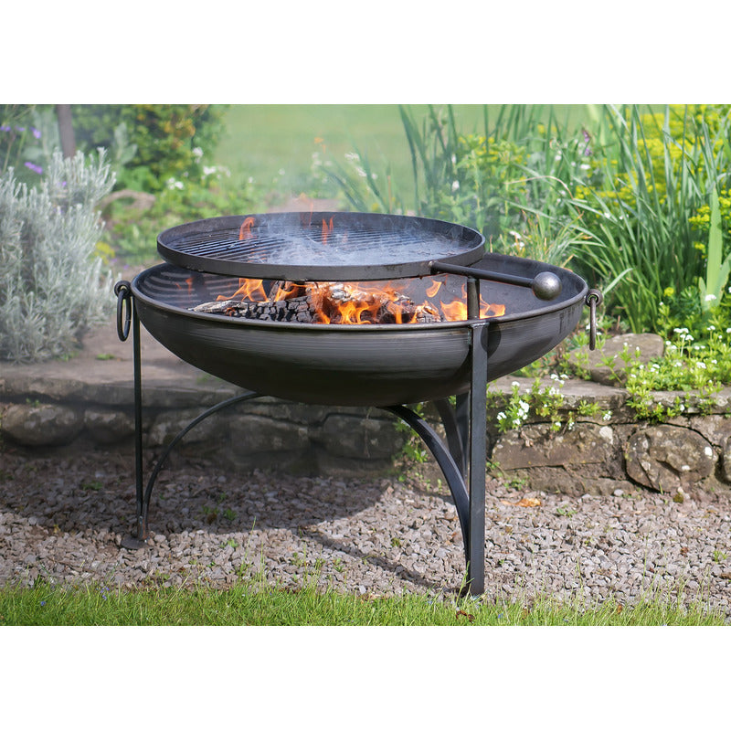 Firepits UK Plain Jane with Swing Arm BBQ Rack Fire Pit Collection by flowered hedge