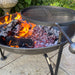 Firepits UK Plain Jane with Swing Arm BBQ Rack Fire Pit Collection close up on embers