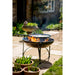 Firepits UK Plain Jane with Swing Arm BBQ Rack Fire Pit Collection no food, flames raging