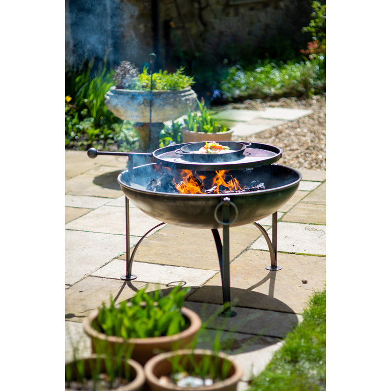 Firepits UK Plain Jane with Swing Arm BBQ Rack Fire Pit Collection rhubard and custard pancakes