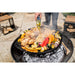 Firepits UK Plain Jane with Swing Arm BBQ Rack Fire Pit Collection with roast chicken and veg on swing arm BBQ rack