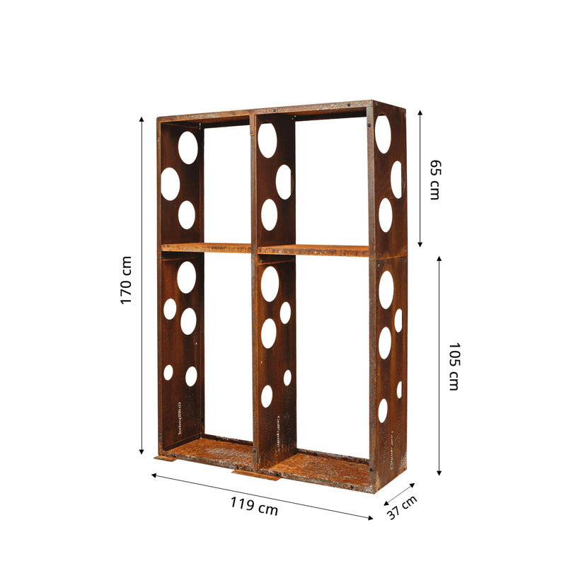 GrillSymbol Corten Steel Modular Shelf WALL-2 dimensions, no logs