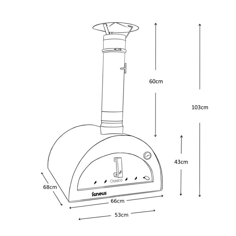 Igneus classico Wood-Fired Pizza Oven dimensions