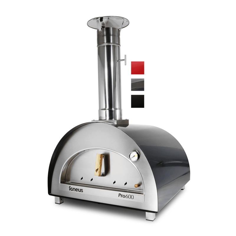 Igneus Pro 600 wood-fired pizza oven grphite door on view