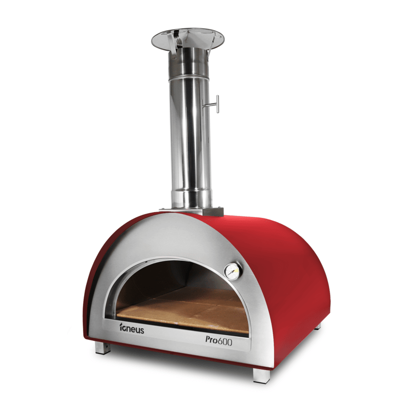 Igneus Pro 600 wood-fired pizza oven red door off