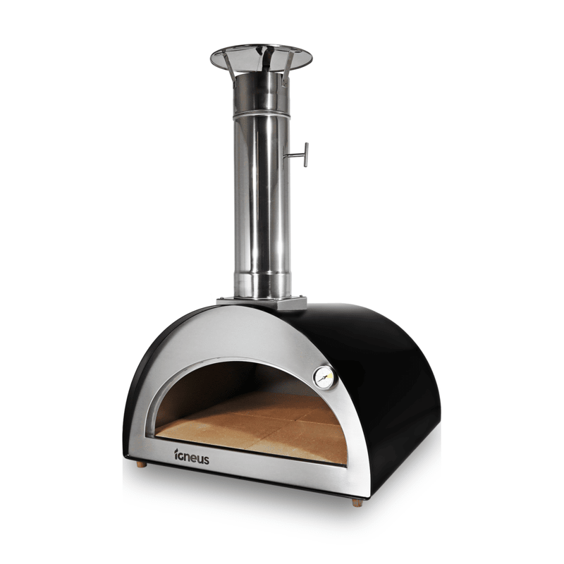 Igneus Classico Wood-Fired Pizza Oven in Black with no door