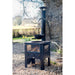 Medium Outdoor Wood Burner BBQ front view with hanging arm and bowl