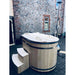 Ofuro 2 person tub with wooden cover angled view