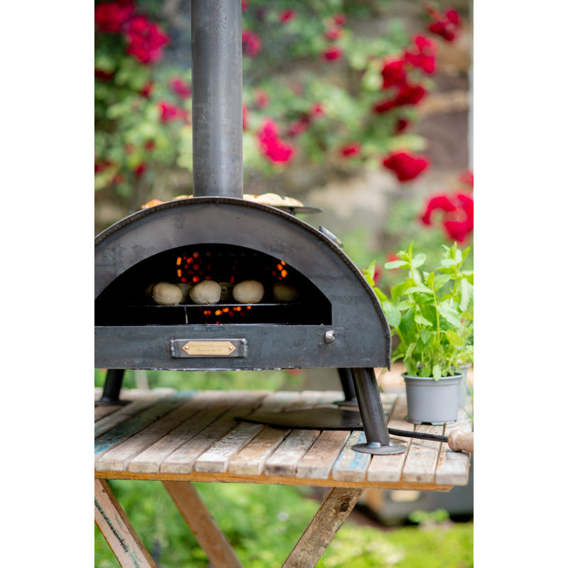 Firepits UK Table Top Pizza Oven with Turntable with dough balls cooking