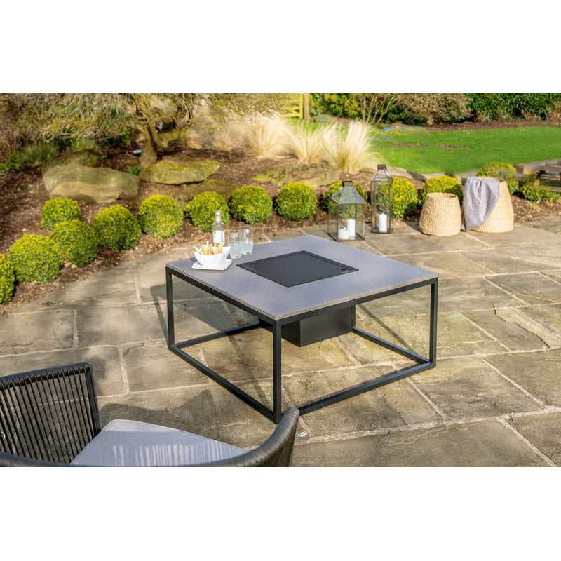 cosiloft 100 fire pit table black grey on garden patio