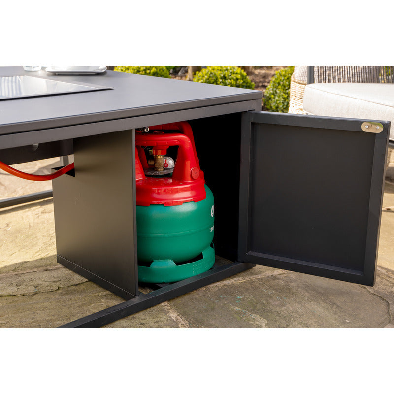 cosiloft 100 fire pit table gas cabinet black showing canister