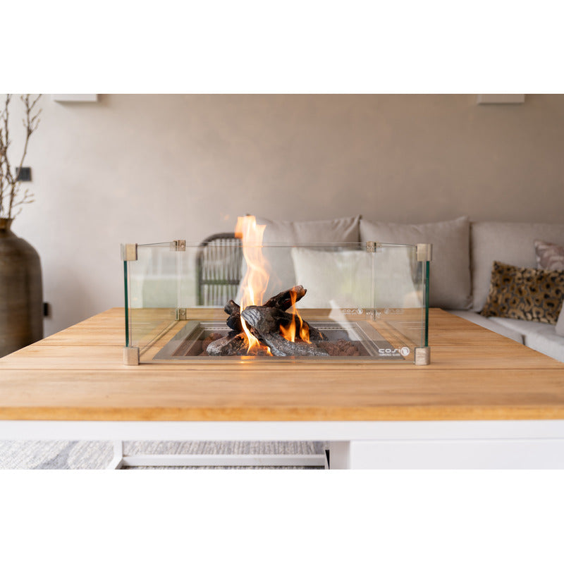 cosiloft 100 fire pit table in white flames close up