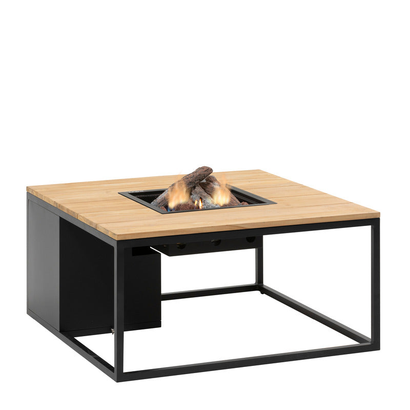 cosiloft 100 fire pit table teak and black studio view