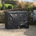 cosivista 120 outdoor fireplace angled view in garden with protective cover