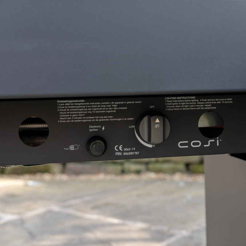 cosivista 120 outdoor fireplace gas control close up