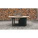 front view of cosiloft 120 table in front of logs