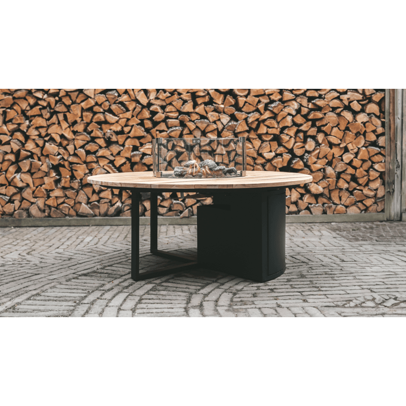 front view of cosiloft 120 table in front of logs