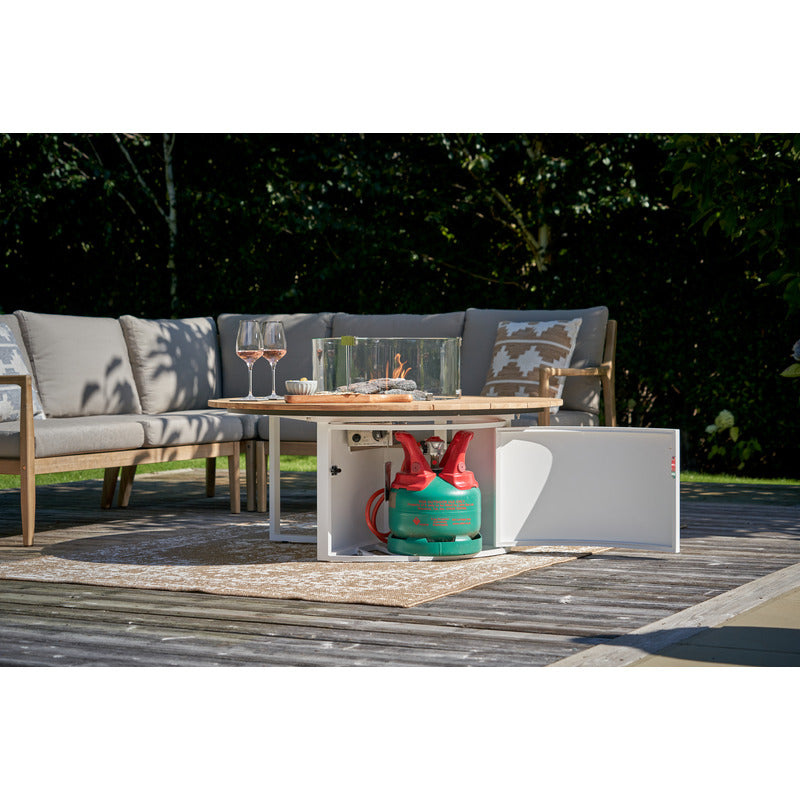 garden vierw of cosi loft table showing gas compartment