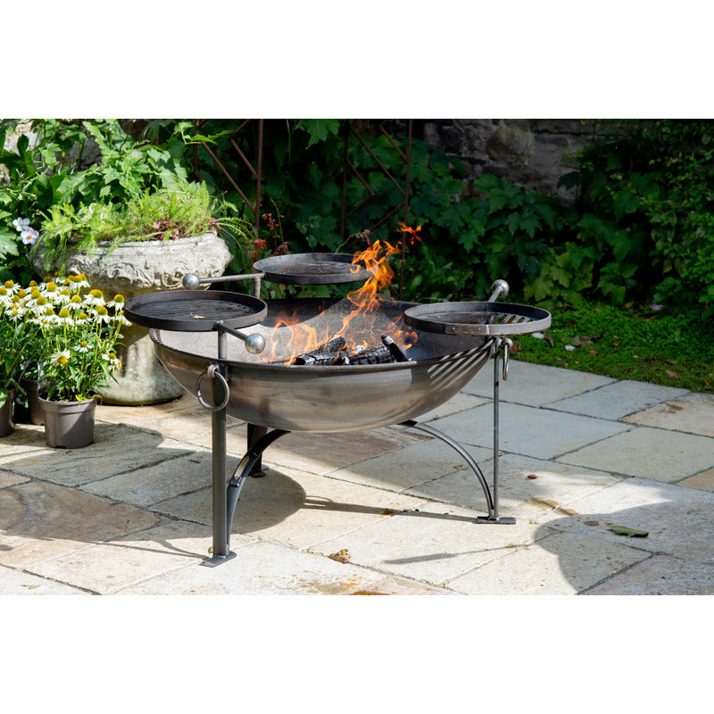 plain jane 90 fire pit with three swing arms