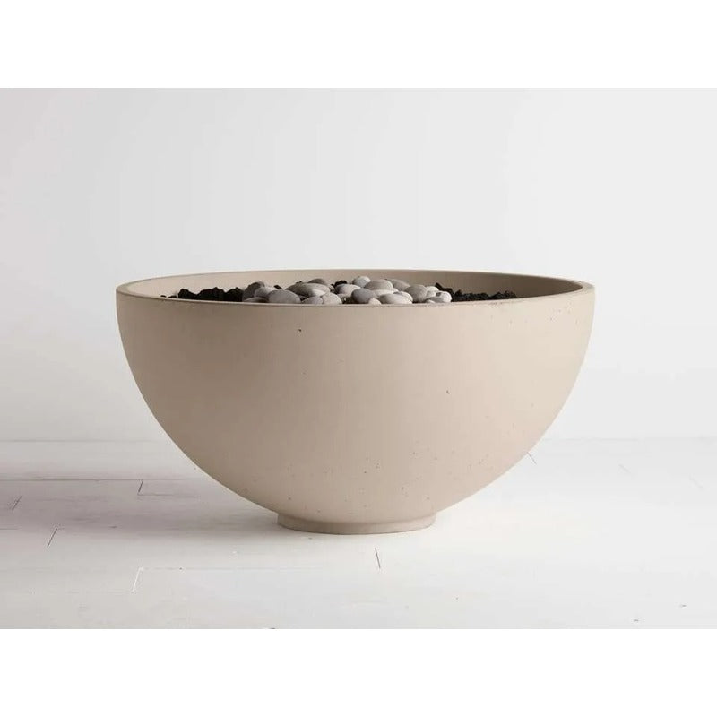 studio view of hemi fire bowl in colour  linen